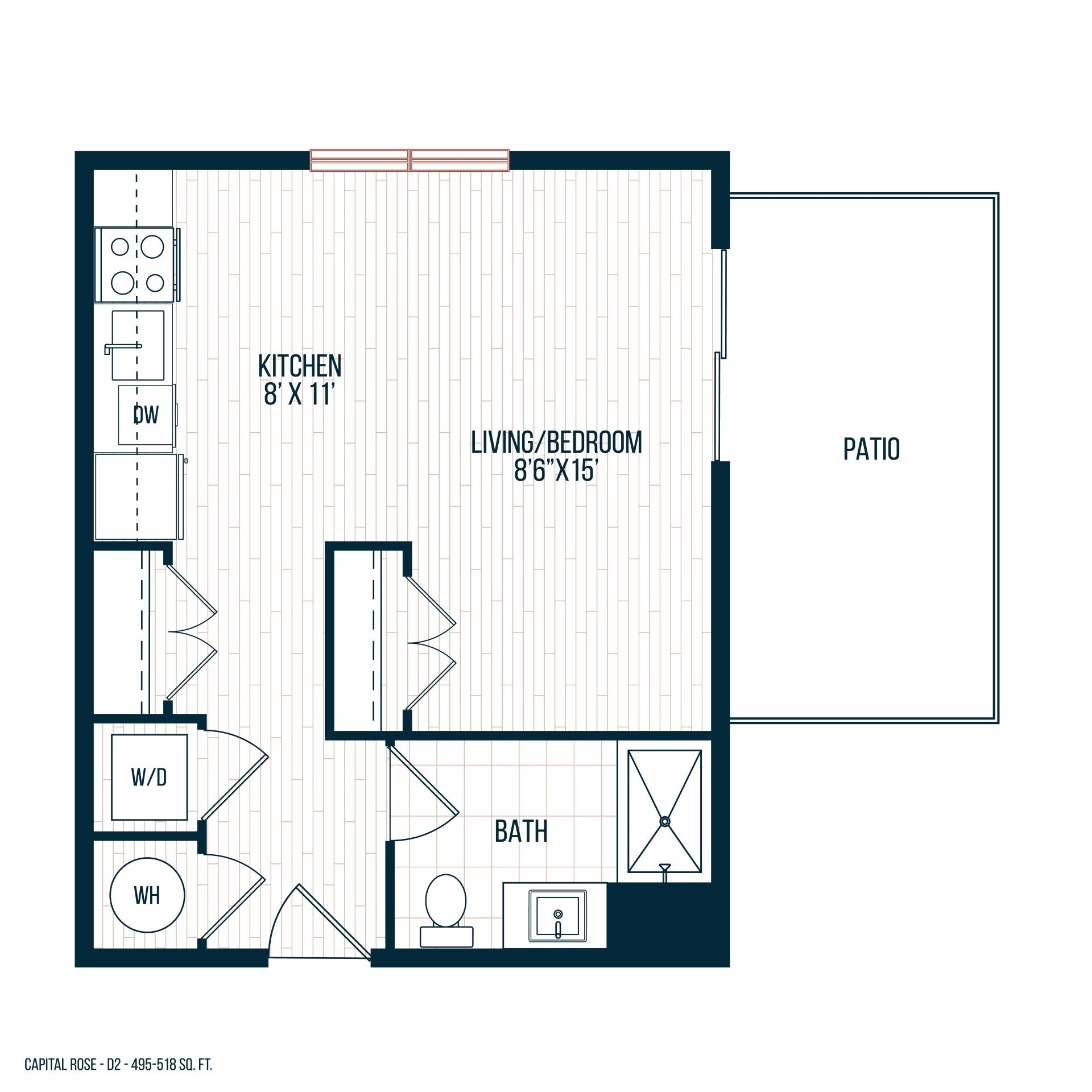Capitol Rose Luxury Apartments in Washington, DC D2 B Carriage House Floor Plan
